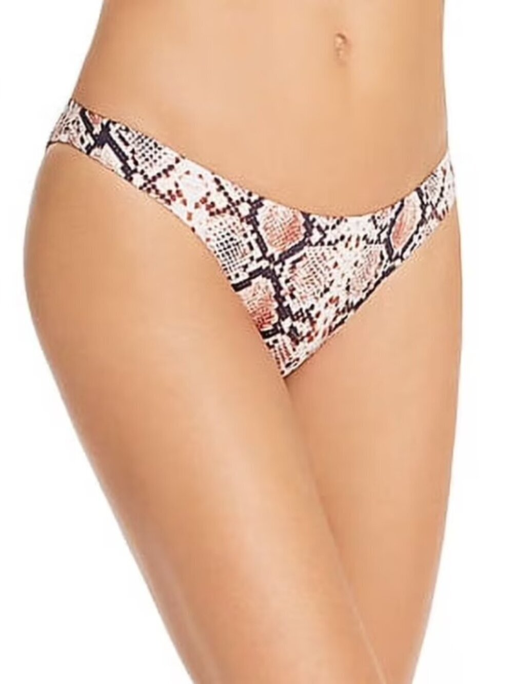 Aqua Straw Python Print Basic Scoop Bikini Swim Bottom Summer Beach Size L NWT